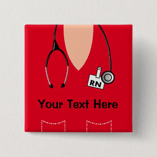 Geregistreerde zuster Naam Badge Button RED