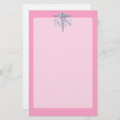 Geregistreerde zuster RN Caduceus op lichtroze dec Briefpapier (Voorkant / Achterkant)