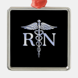 Geregistreerde zuster RN Caduceus Snakes Style op  Metalen Ornament