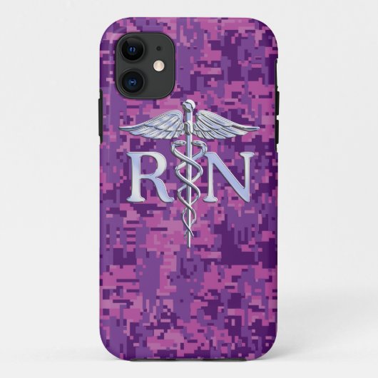 Geregistreerde zuster RN Silver Caduceus Fuchsia C Case-Mate iPhone Case (Achterkant)