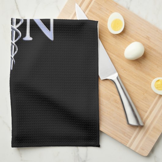 Geregistreerde zuster RN Silver Caduceus Snakes Bl Theedoek (Quarter Fold)