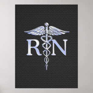 Geregistreerde zuster RN Silver Caduceus Snakes Poster