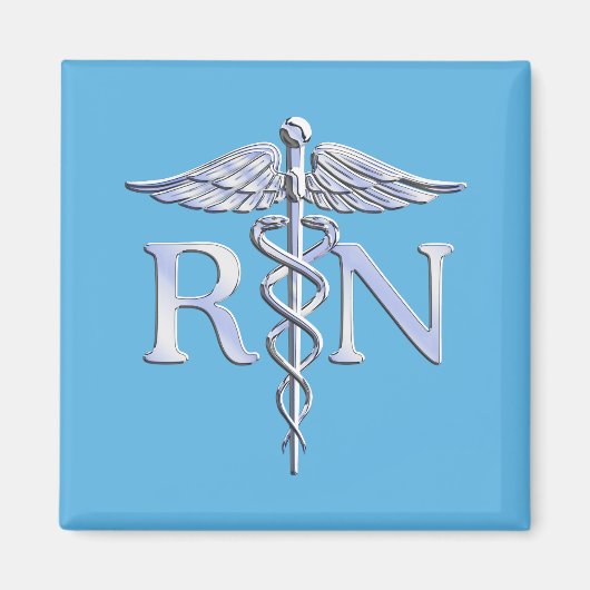 Geregistreerde zuster RN zilver als Caduceus Baby  Magneet (Voorkant)