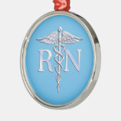 Geregistreerde zuster RN zilver als Caduceus Baby Metalen Ornament (Links)