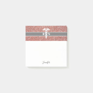 Geregistreerde Zuster Roze Rose Gold Glitter Naam Post-it® Notes
