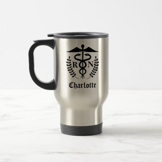 Geregistreerde zuster Simple Black en White Caduce Reisbeker (Links)