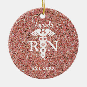Geregistreerde Zuurroze Rose Gold Glitter Geperson Keramisch Ornament