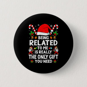 Gerelateerd aan mij, leuke kerst familie kerst Pyj Ronde Button 5,7 Cm