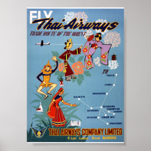 Gerenoveerde Thaise vintage-reisposter Poster