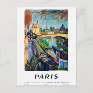 Gerenoveerde vintage reisposter Parijs Frankrijk Briefkaart