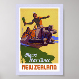 Gerenoveerde vintage reisposter uit Nieuw-Zeeland Poster