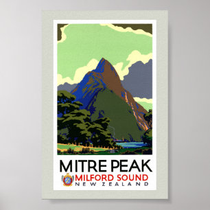 Gerenoveerde vintage reisposter uit Nieuw-Zeeland Poster