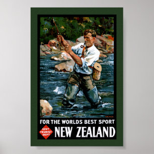 Gerenoveerde vintageposter uit Nieuw-Zeeland Poster