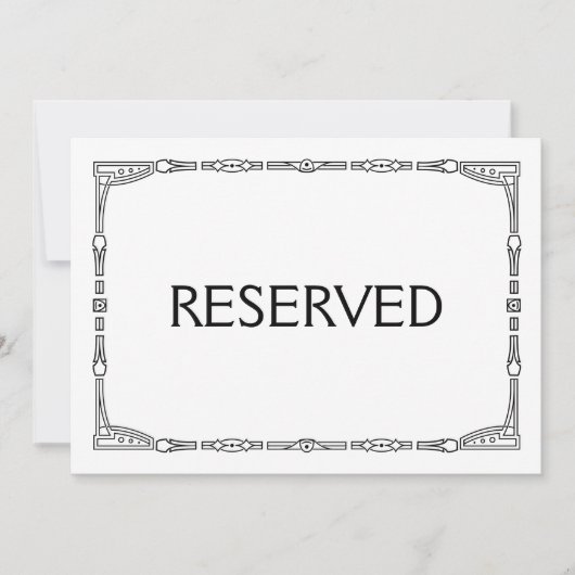 "Gereserveerd" Art Deco Style Weddenschap Kaart (Voorkant)