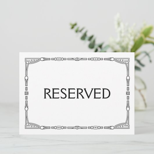 "Gereserveerd" Art Deco Style Weddenschap Kaart (Staand voorkant)