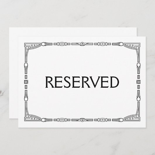 "Gereserveerd" Art Deco Style Weddenschap Kaart (Voorkant / Achterkant)