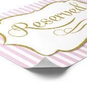 Gereserveerd bord roze gouden streep poster (Hoek)