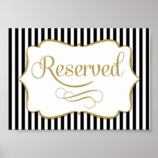 Gereserveerd bord zwart gouden streep poster (Voorkant)
