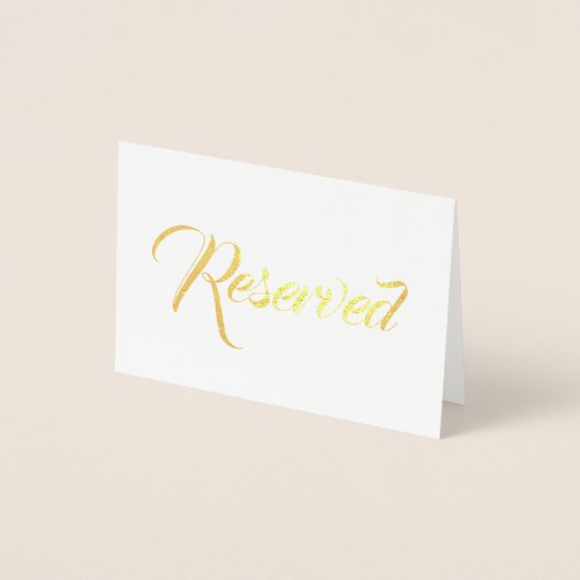 Gereserveerd gouden script elegant Wedding Table p Folie Kaarten (Voorkant)