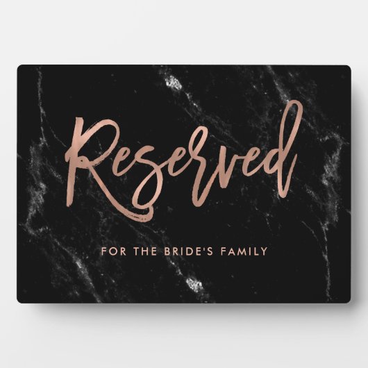 Gereserveerd | Roos Gold Script Black Marble Weddi Fotoplaat (voorkant)
