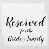 Gereserveerd teken - Bride's Family (Voorkant / Achterkant)