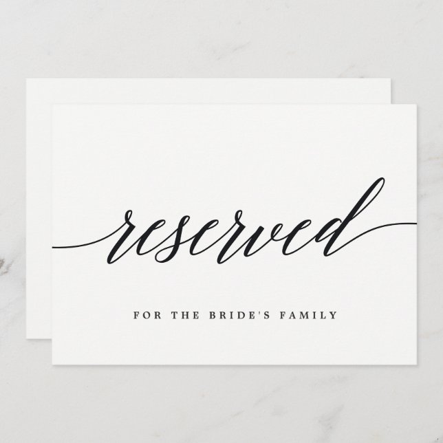 Gereserveerd teken - modern script (Voorkant / Achterkant)