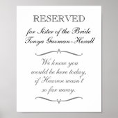 Gereserveerd voor bruidszus-herdenkingsbruiloft poster (Voorkant)