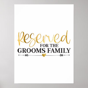 Gereserveerd voor de Grooms Familie White Gold Wed Poster
