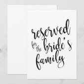 Gereserveerd voor familie van de bruid Betaalbaar  Kaart (Voorkant / Achterkant)