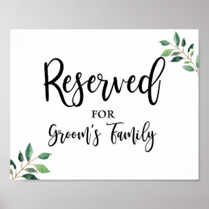 Gereserveerd voor Grooms Family Greenery Wedding S Poster