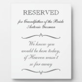 Gereserveerd voor grootvader van de Bride Memorial Fotoplaat (Voorkant)