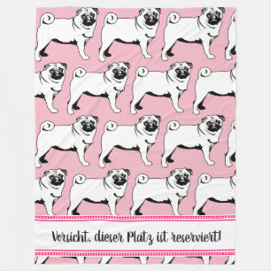 Gereserveerd voor Meneer Mops Fleece Deken