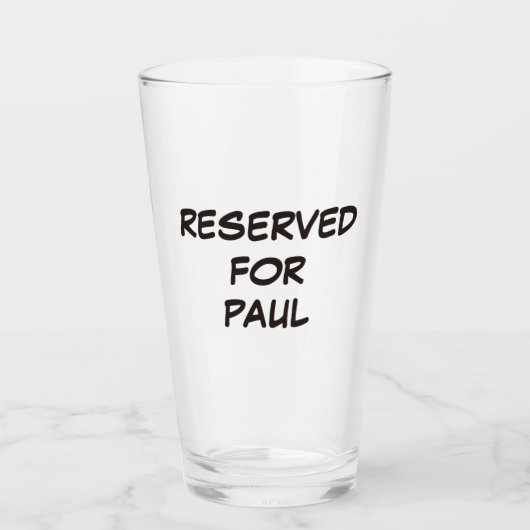 GERESERVEERD voor naam | Gepersonaliseerde 16 oz L Glas (Voorkant)