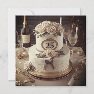 GERESERVEERDE 25E BRUILOFT JUBILEUM CAKE KAART