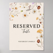 Gereserveerde Boho Wildflower Wedding Sign Poster (Voorkant)