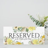 Gereserveerde Gele Bloemen Kaart (Staand voorkant)