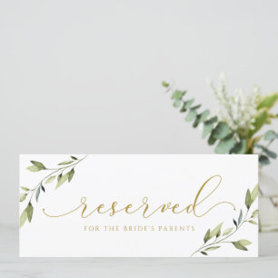 Gereserveerde Greenery Gold Wedding Sign Kaart