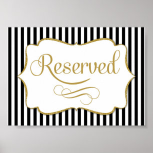 Gereserveerde Sign Black Gold Stripe Poster