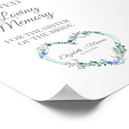 Gereserveerde stoel met bloemen hart liefdevolle h poster (Hoek)