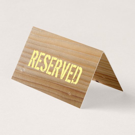 Gereserveerde tabelkaart - onafgewerkt hout visitekaartjes (Voorkant)