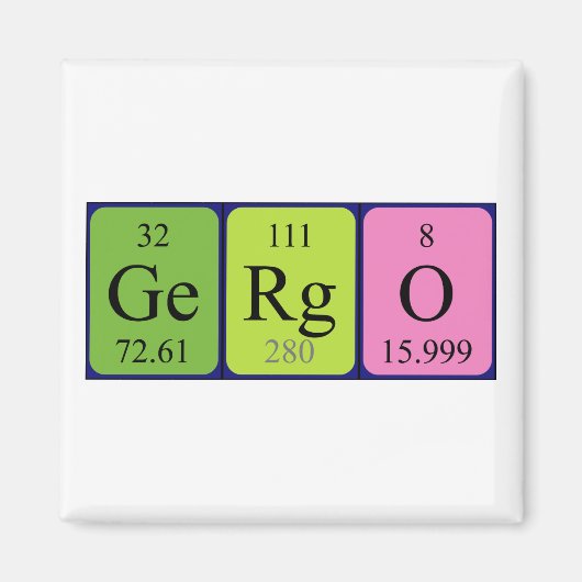 Gergö periodieke tabelnaam magnet magneet (Voorkant)