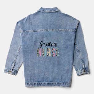 Geriatrie Verpleegster Schattige Luipaard Design - Denim Jacket
