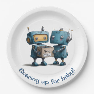 Gericht op Baby – Robot Baby shower Papieren Bordje