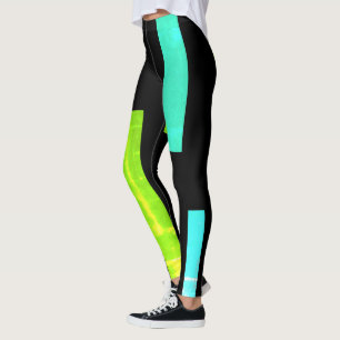 Gerichte groene Turquoise blokkeert Abstracte Legg Leggings
