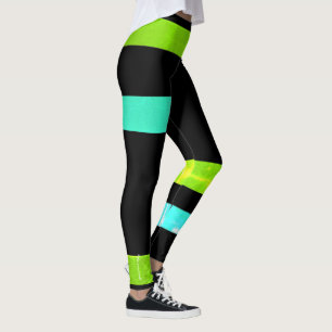 Gerichte groene Turquoise blokkeert Abstracte Legg Leggings