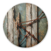 Gerijpt hout en prikkeldraad keramische knop (Voorkant)