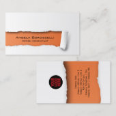 Geript papier Oranje Visitekaartje (Voorkant / Achterkant)