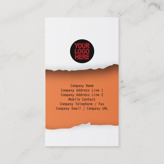 Geript papier Oranje Visitekaartje (Achterkant)