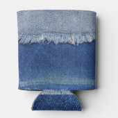 Geripte denim jeans stof achtergrond blikjeskoeler (Achterkant)