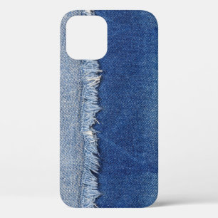 Geripte denim jeans stof achtergrond iPhone 12 hoesje